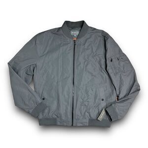 Michael Kors Jacket Mens XL Grey Bomber Full Zip Logo Lightweight Aviator Fall